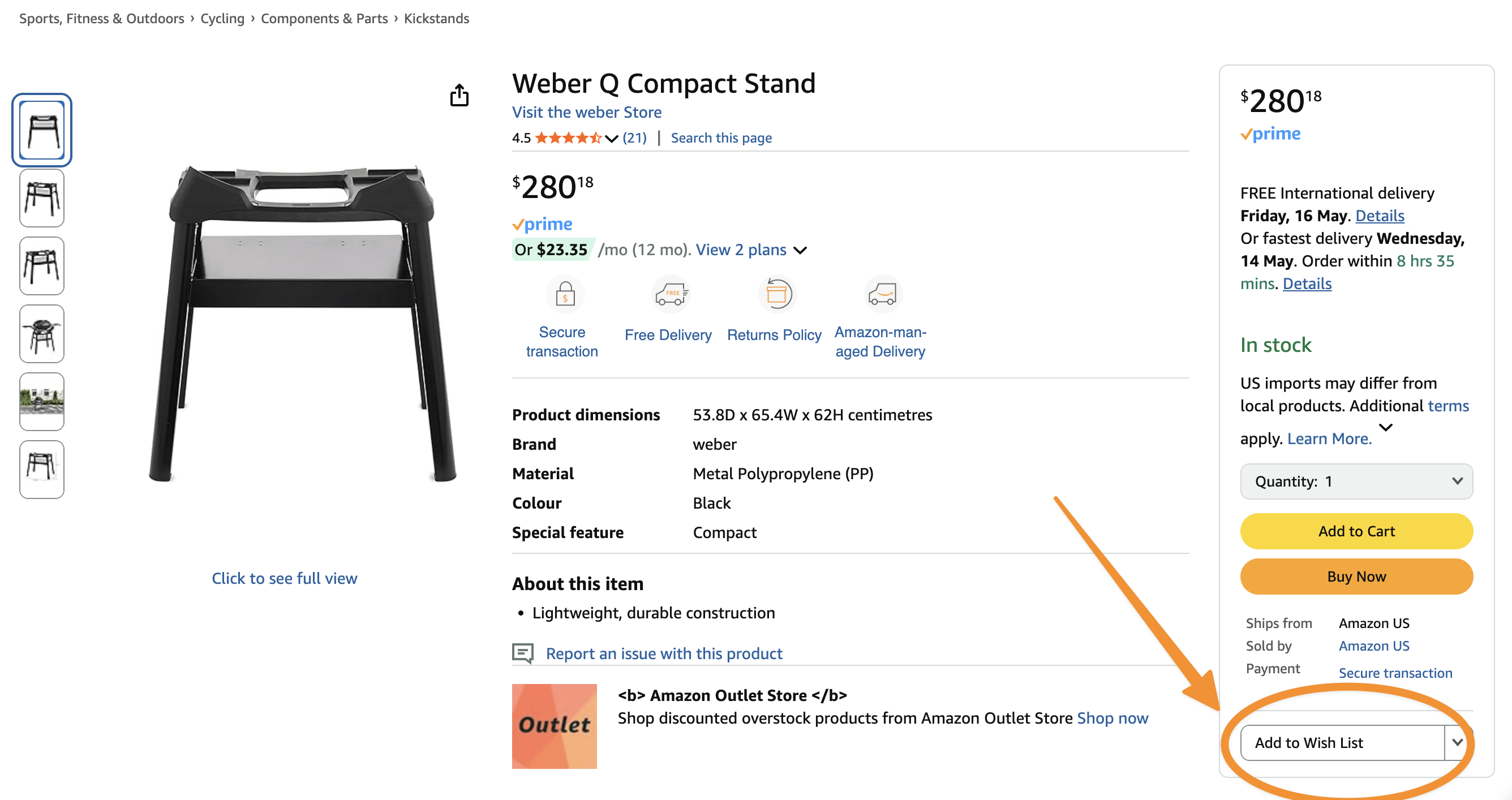 You can add an Amazon item to a wishlist for easy sharing directly from the product page.