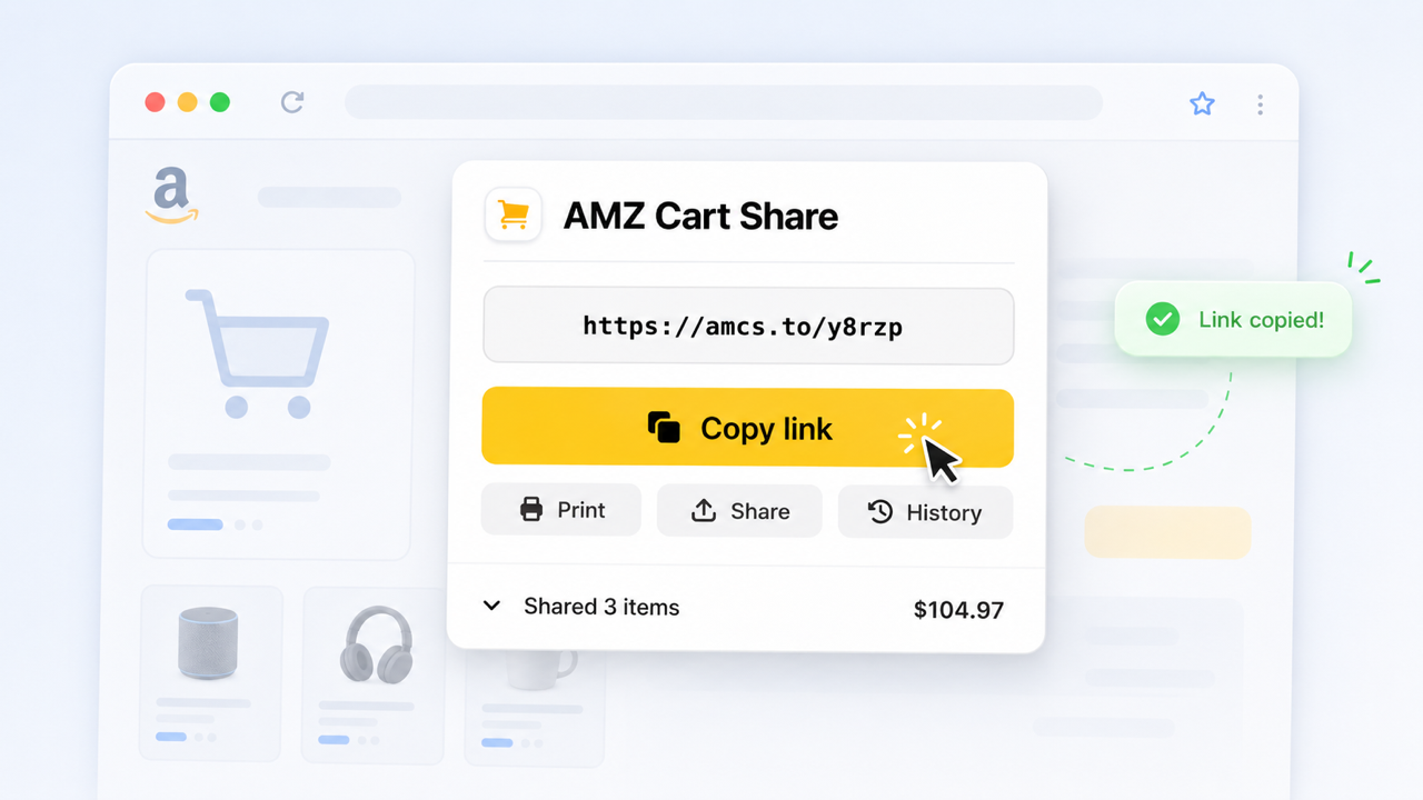 Share your entire Amazon cart as a link, and send it to your school admin staff, with AMZ Cart Share.